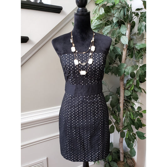 Catherine Malandrino Fit & Flare Dress Women's 8 Black Off The Shoulder Back Zip