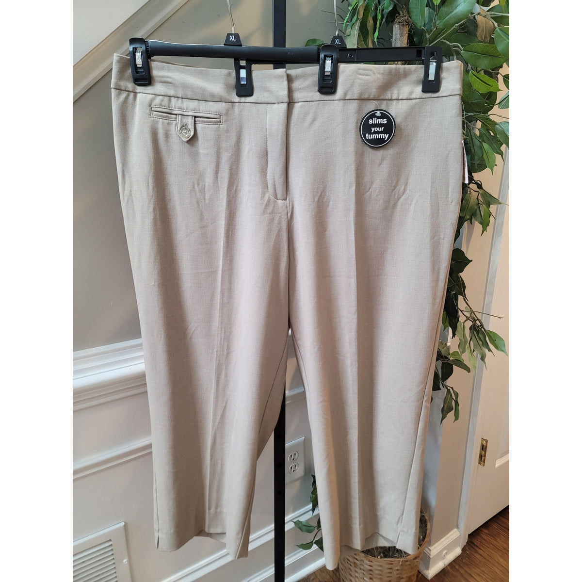 Dressbarn Capri Pants Women's Size 18W Beige Stretchy Tummy Control Slacks