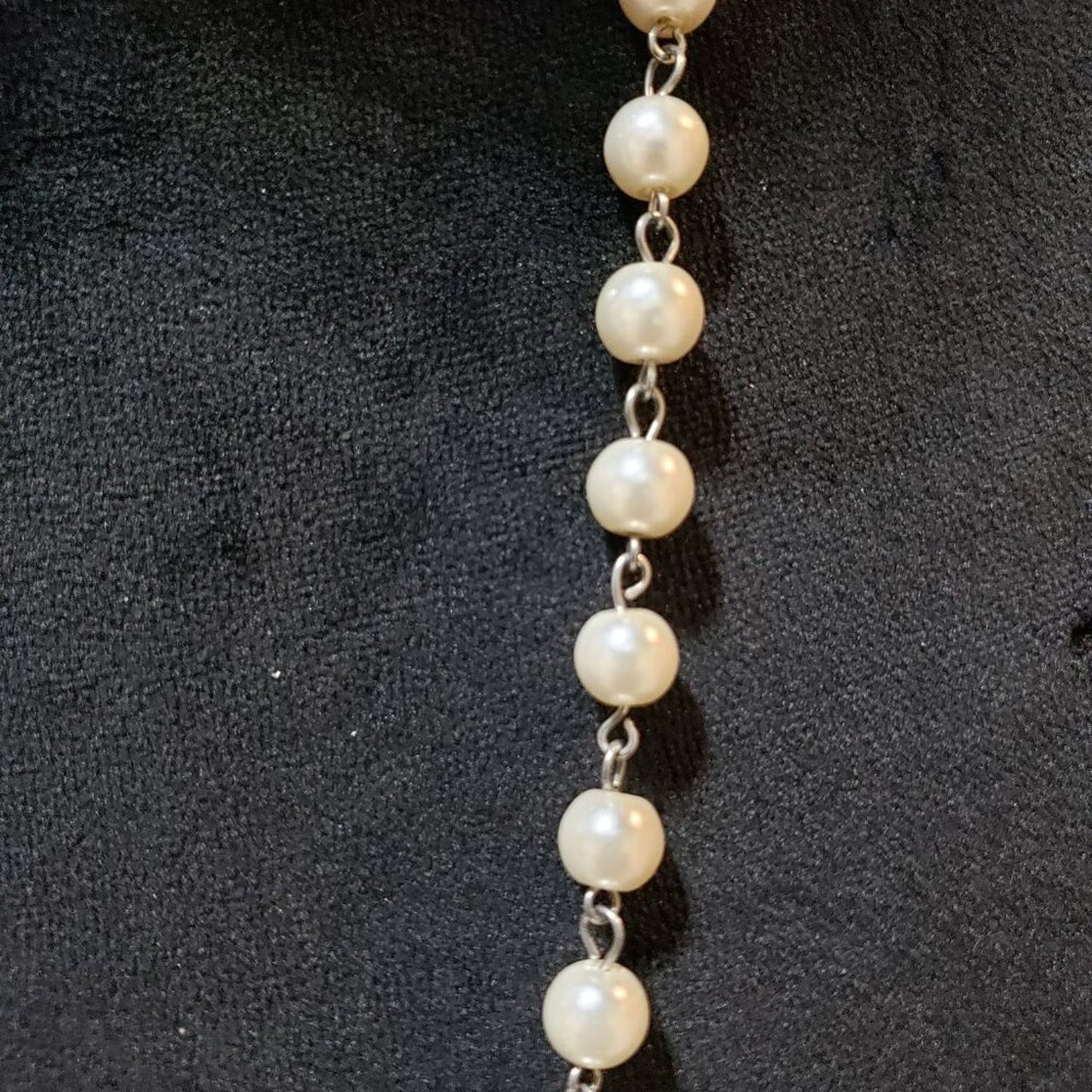 Womens Fashion Ivory Pearl Link Beaded Necklace Jewelry with Lobster Clasp