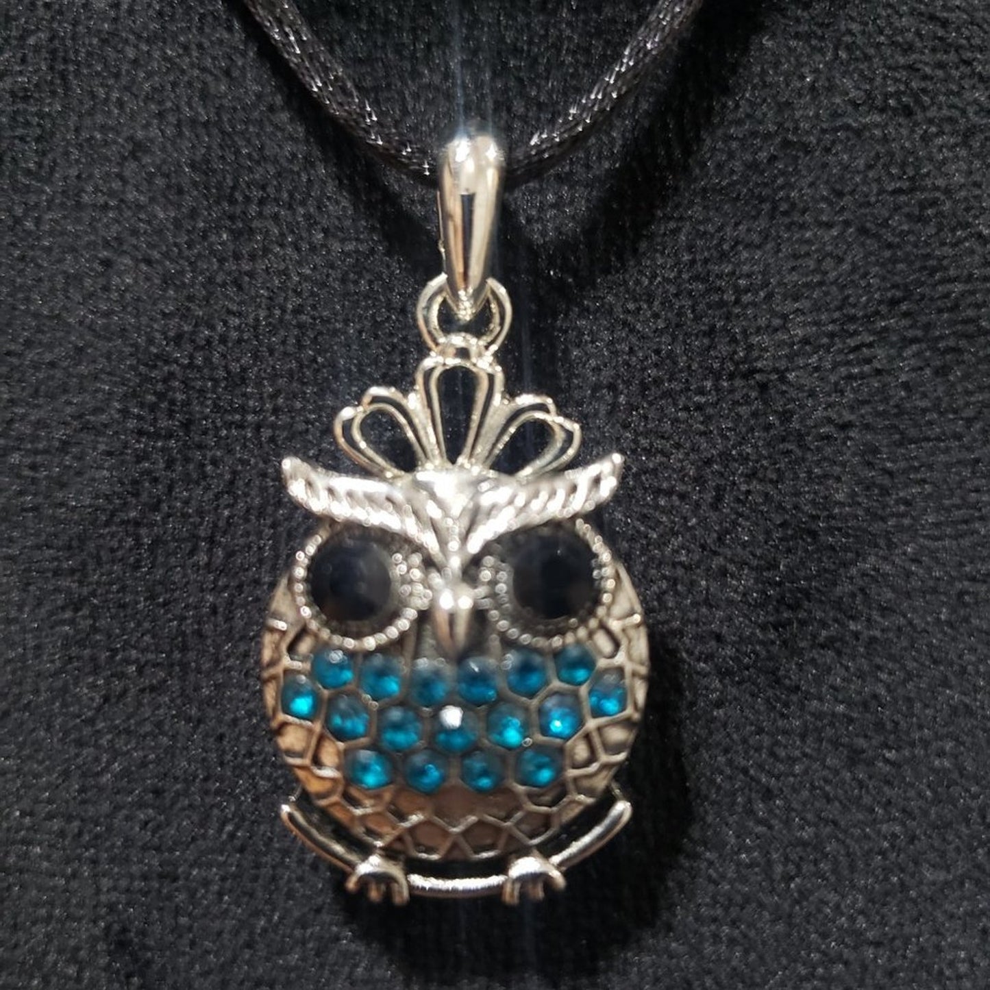 Vintage Womens Punk Style Rhinestones Creative Metal Owl Pendant Collar Necklace