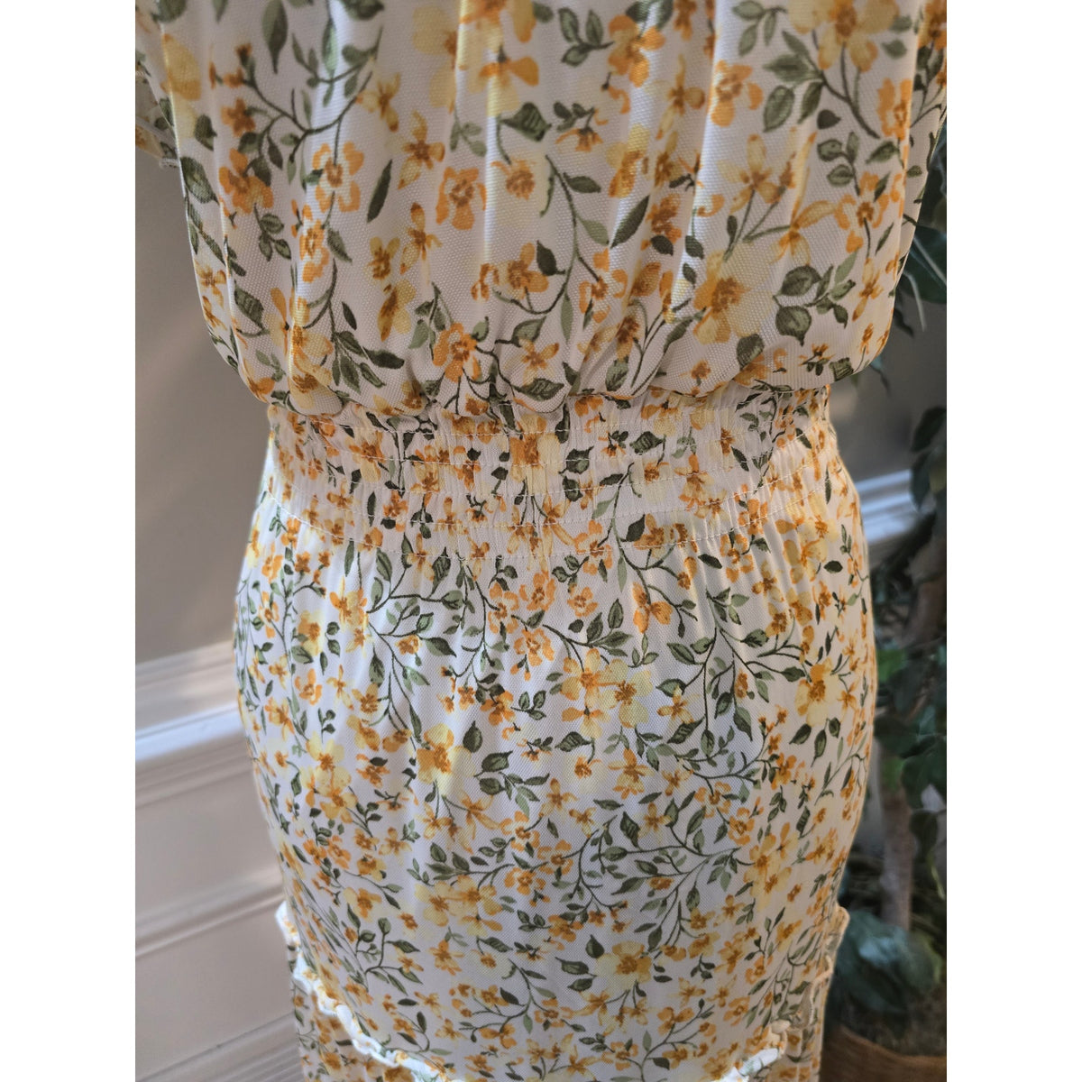 Kate And Lily Midi Dress Women's SZ 10 Multicolor Floral Smocked Waist Boat Neck