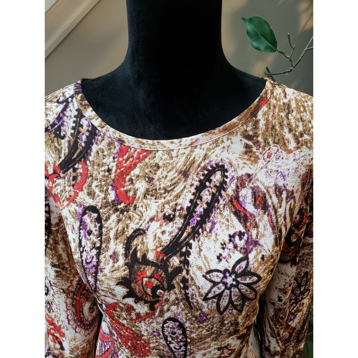 KUT from the Kloth Dress Women 12 Multicolor Paisley 3/4 Sleeve Lined Stretch