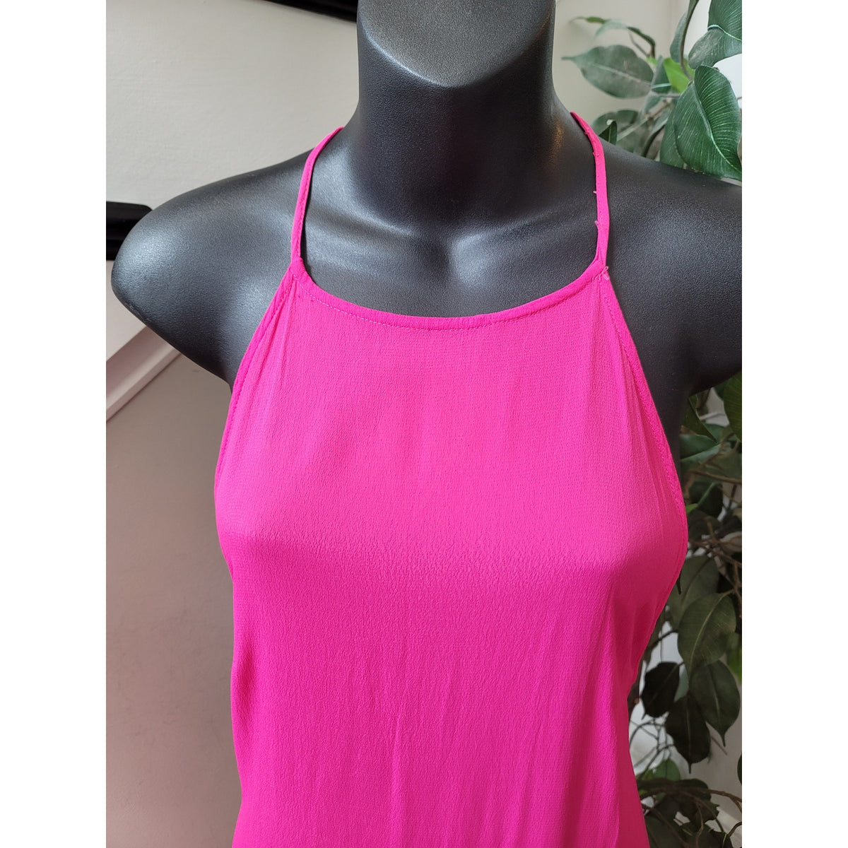 Asos Maxi Dress Women's 10 Hot Pink Halter Neck Side Slit Casual Party/Cocktail