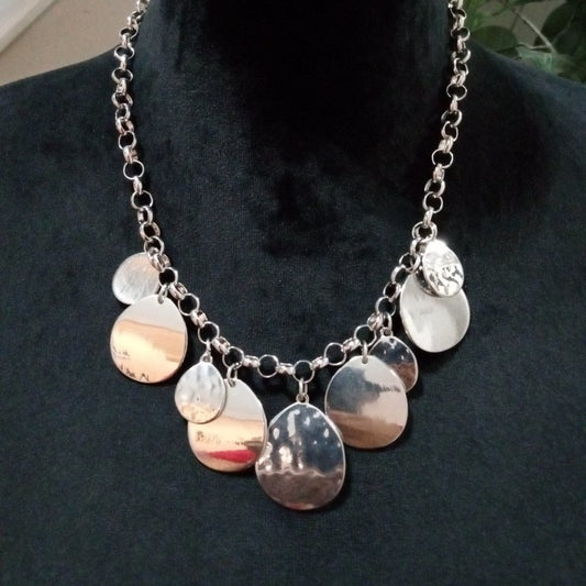 Womens Boho Tribal Style Gold Tone Disc Charm Collar Necklace with Lobster Clasp