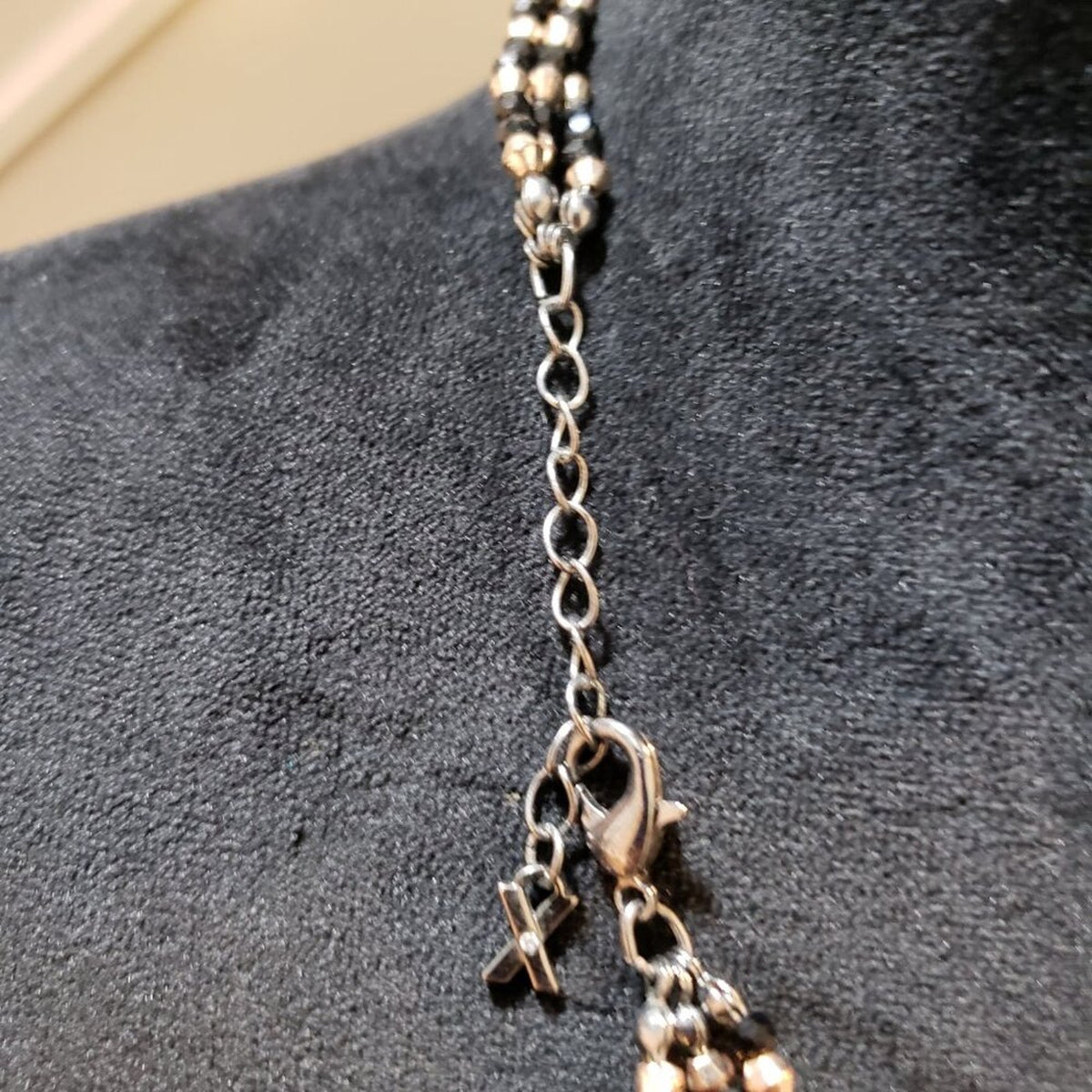 Womens Fashion Gold Tone Black Beaded Necklace Jewelry with Lobster Clasp