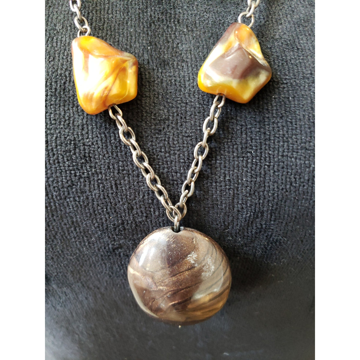 Womens Fashion Retro Style Abalone Shell Faux Beads Station Necklace Jewelry