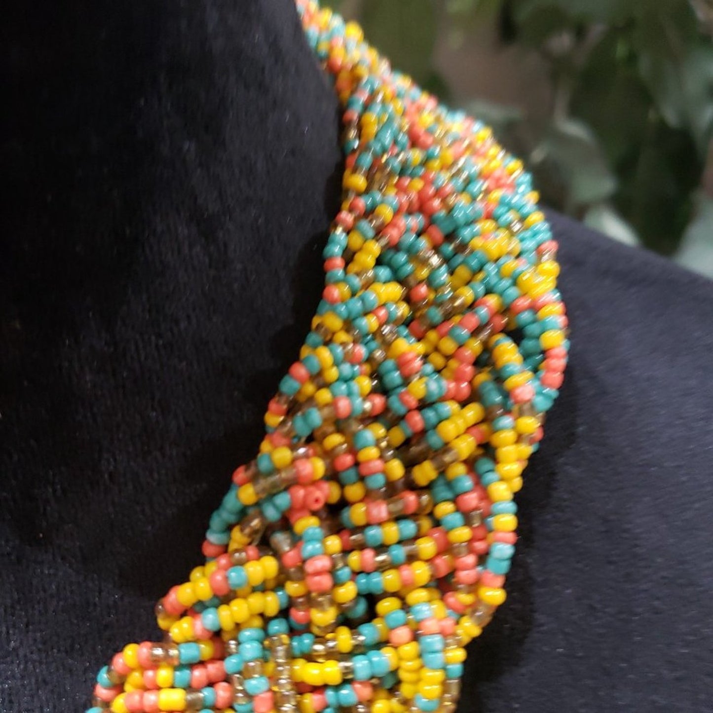 Women Fashion Bohemian Style Multi Strand Braided Colorful Beads Choker Necklace
