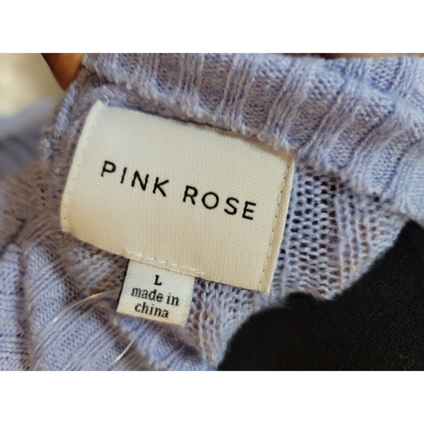 Pink Rose Sweater Women's Large Purple Cutout Mock Neck Long Sleeve Ribbed Knit