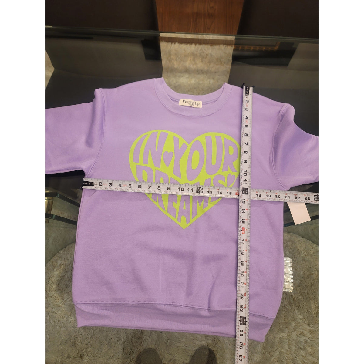 Wound Up Sweatshirt Women's M(7-9) Purple Graphic Print Drop Shoulder Crew Neck