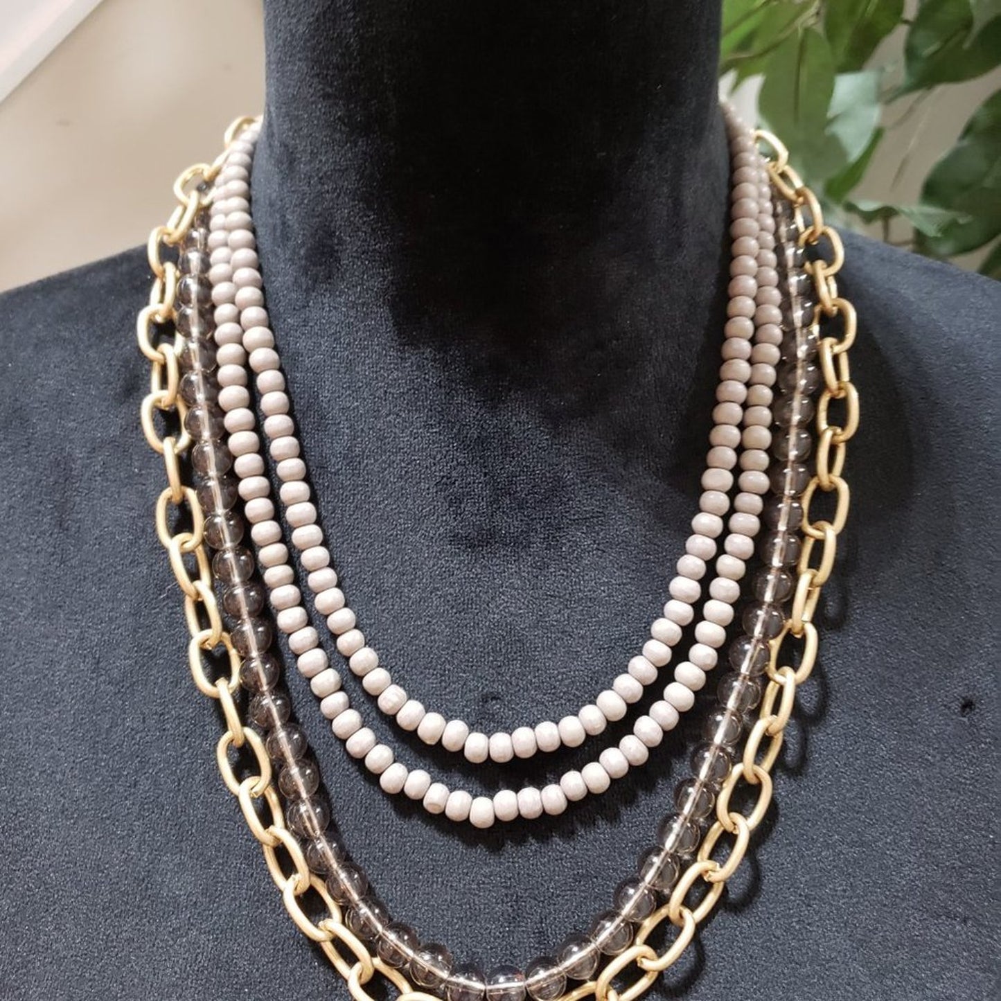 Womens Fashion Multistrand Multicolor Rhinestones Beaded Necklace with Lobster`