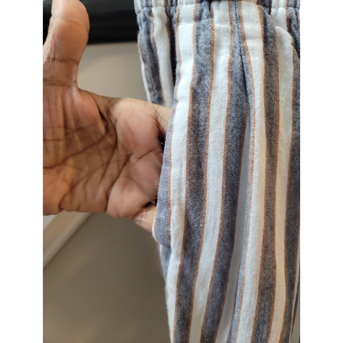 Madewell Tapered Pants Women's Small Grey White Striped High-Waisted Relaxed Fit