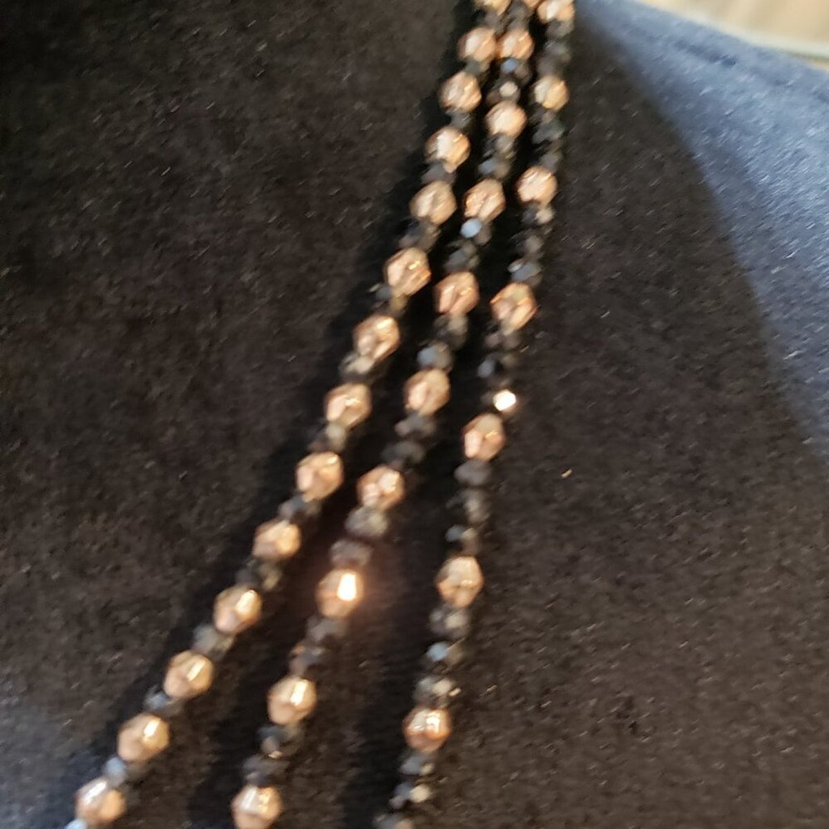 Womens Fashion Gold Tone Black Beaded Necklace Jewelry with Lobster Clasp