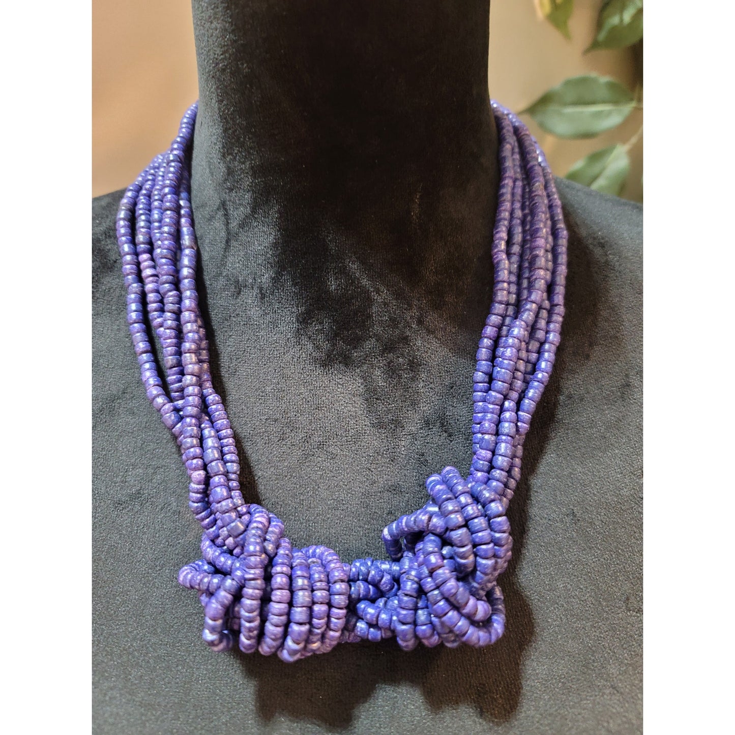 Women's Purple Multi Strand Beaded Statement Necklace With Lobster Clasp