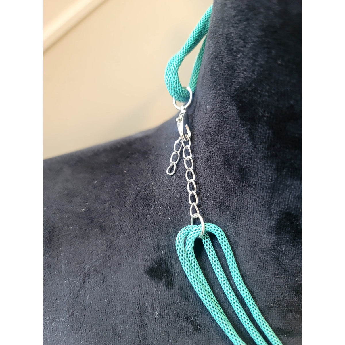 Turquoise Resin Link Necklace & Earrings Set Chunky Statement Modern Boho Chic