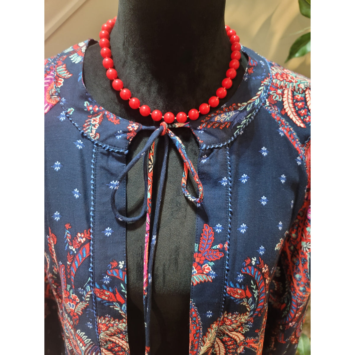 Monsoon Blouse Top Women's Small Multicolor Paisley Print Pleated Drop Shoulder
