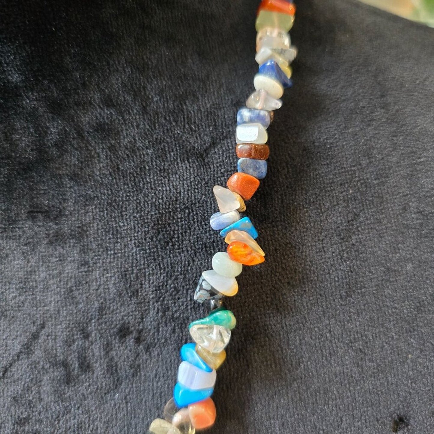Womens Assorted Gemstone Chip Beaded Single Strand Collar Necklace Lobster Clasp