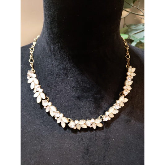 Womens Green & Clear Rhinestone Glam Necklace with Elegant Earrings