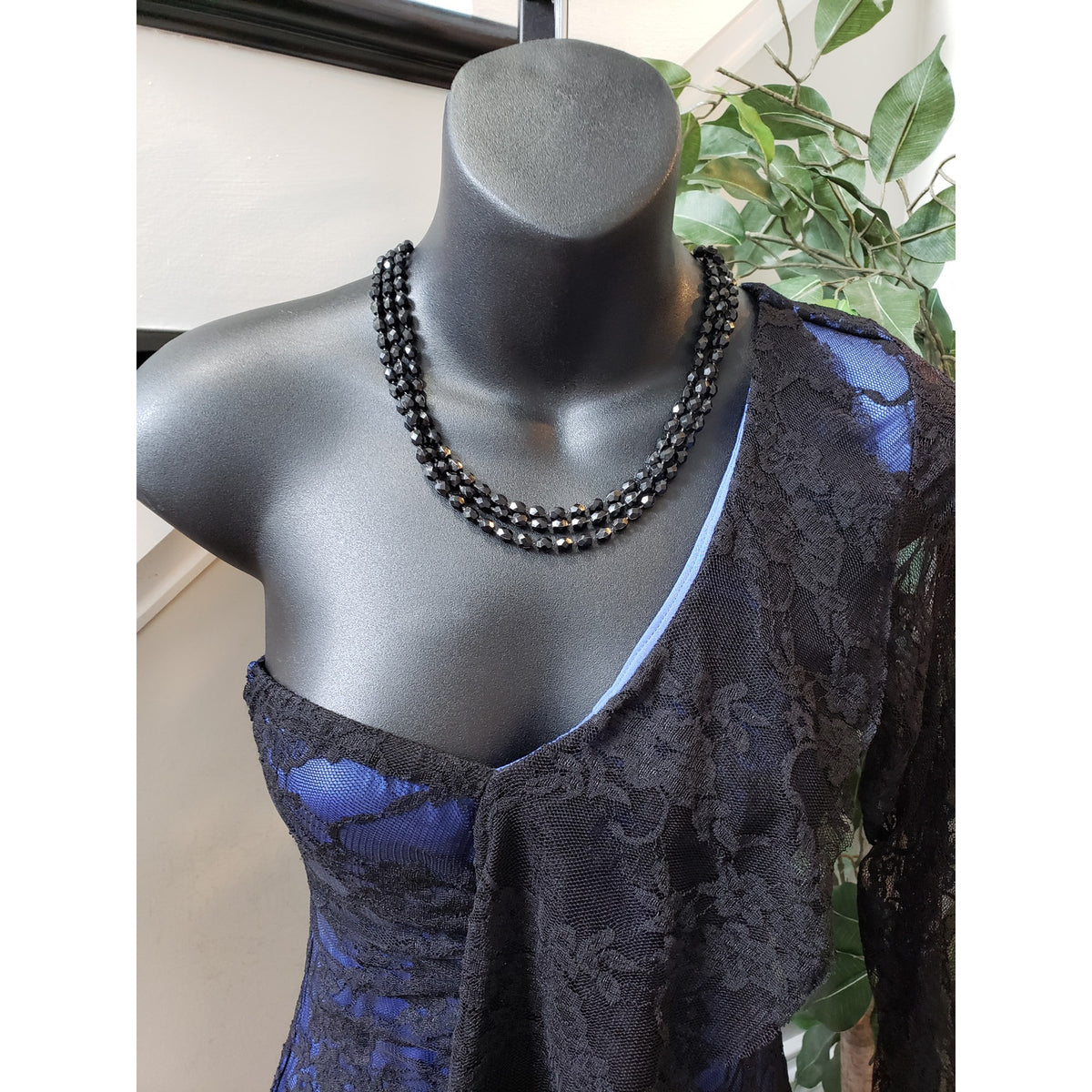 T Bags Los Angeles Cocktail Dress Women Small Black Blue Nylon One Shoulder Off