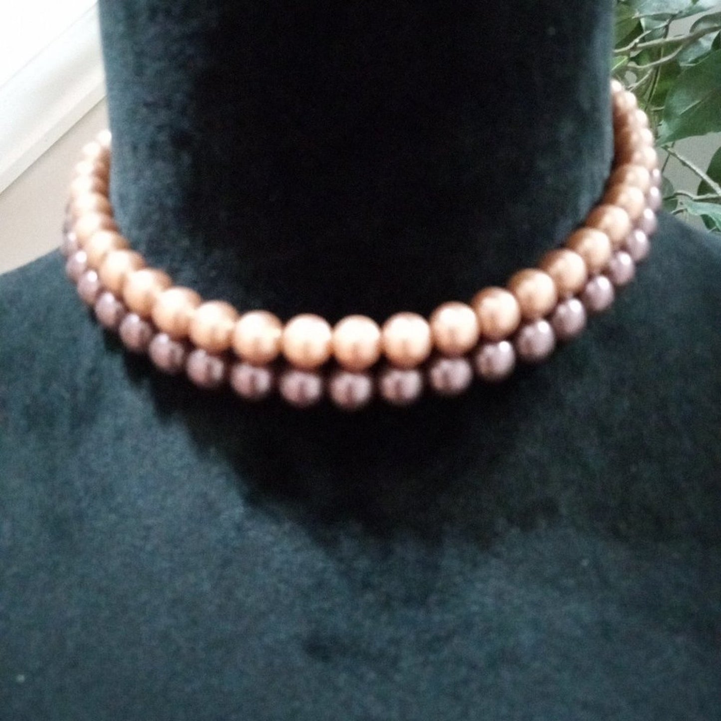 Women's Fashion Double Strand Chunky Freshwater Pearl Beaded Choker Necklace
