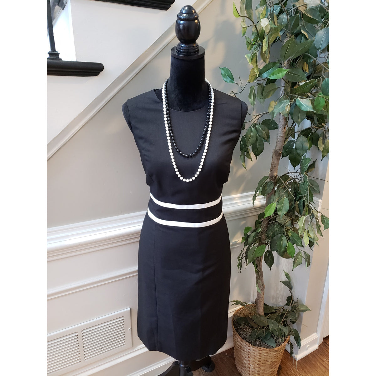 Black Label by Evan-Picone Dress Womens 12 Black White Sheath Career Office Lined