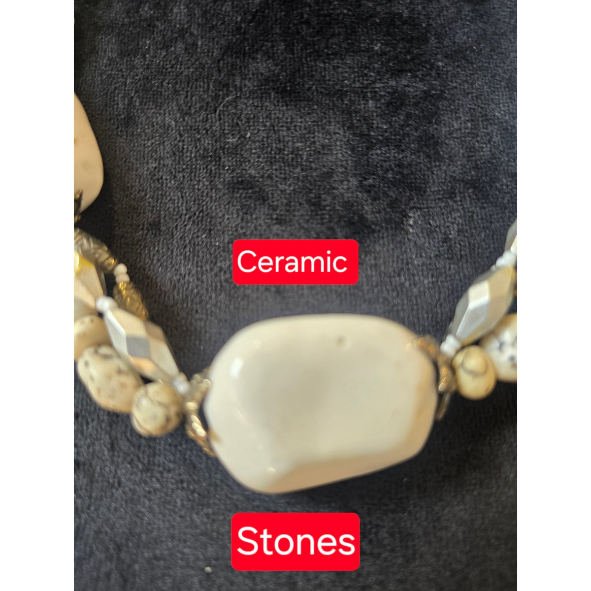 Ivory Chunky Beaded Braided Statement Necklace