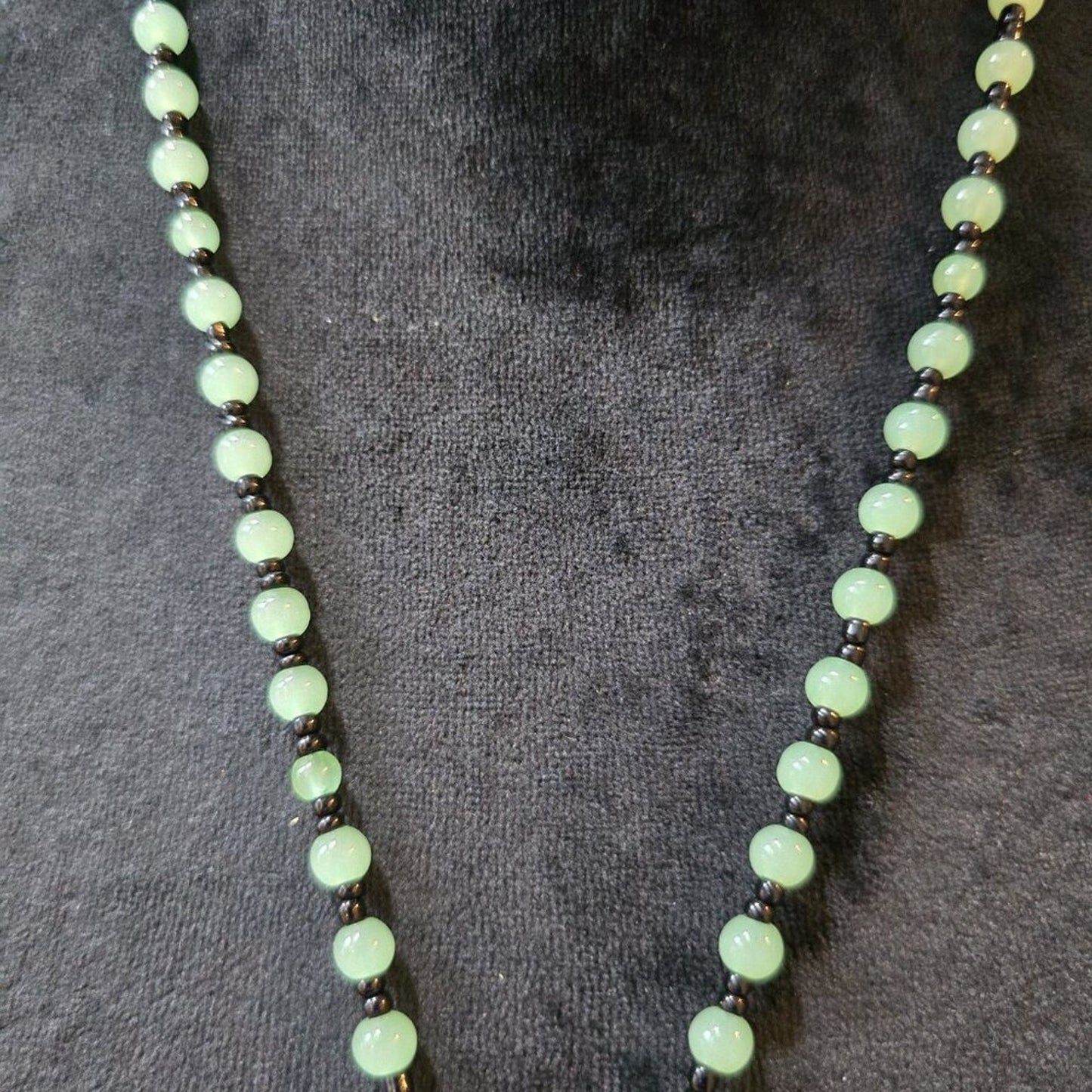 Womens Light Green Jade & Black Accents Seed Bead Pixiu Circle Pendant Necklace