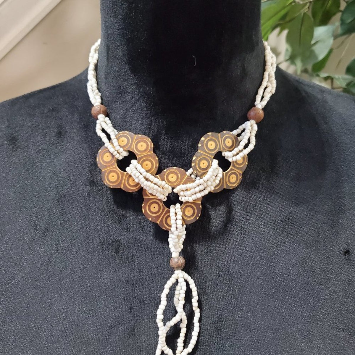 Womens Fashion White Beaded Boho Style Necklace Jewellery with Lobster Clasp