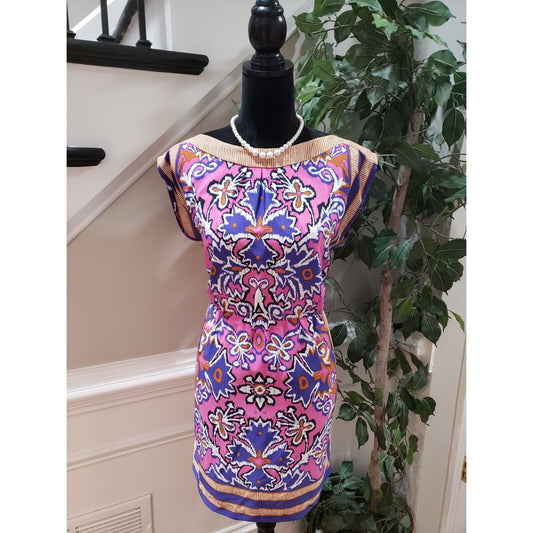 Ann Taylor Women's Pink Polyester Sleeveless Boat Neck Sheath Dress Size Small
