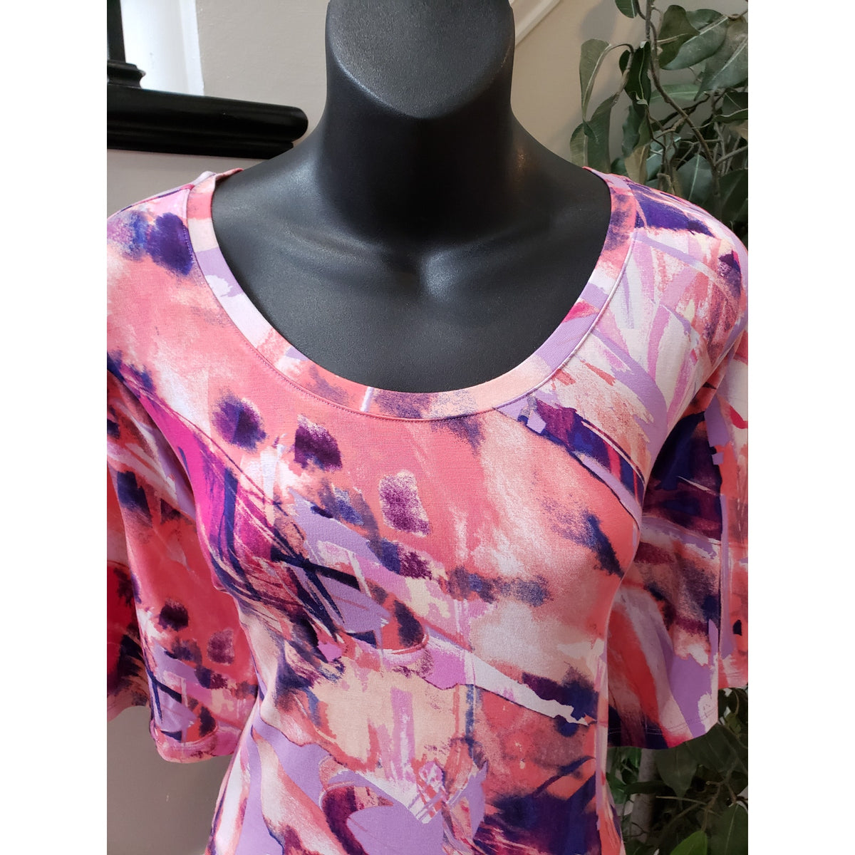 LOGO by Lori Goldstein Dress Women 2X Multicolor Midi Stretch Soft Knit Casual