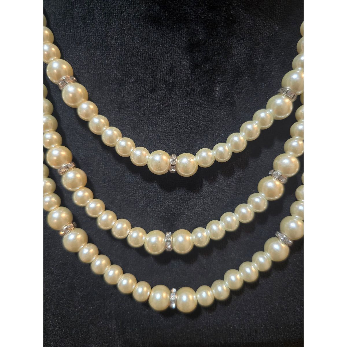 Women's Three Layer Pearl Necklace With Lobster Clasp Elegant Jewelry Gift