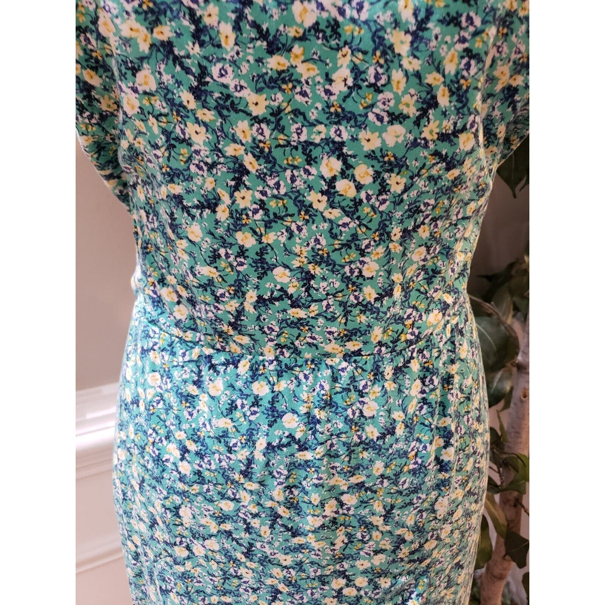 Old Navy Womens Green Floral Backless Smocked Sweetheart Knee Length Dress 3X