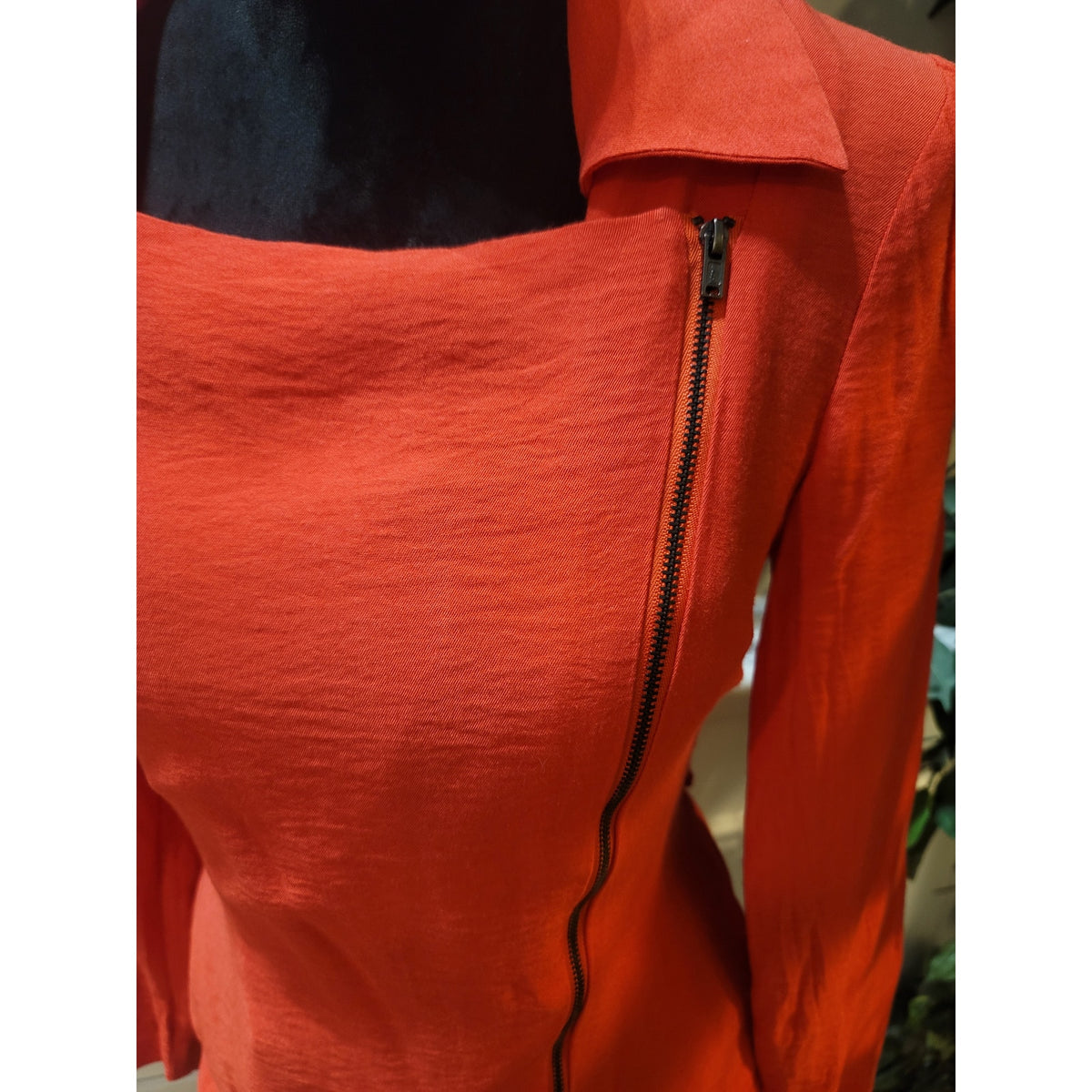 BCBGeneration Work Jacket Women's SZ XS Orange Asymmetric Zip Long Sleeve