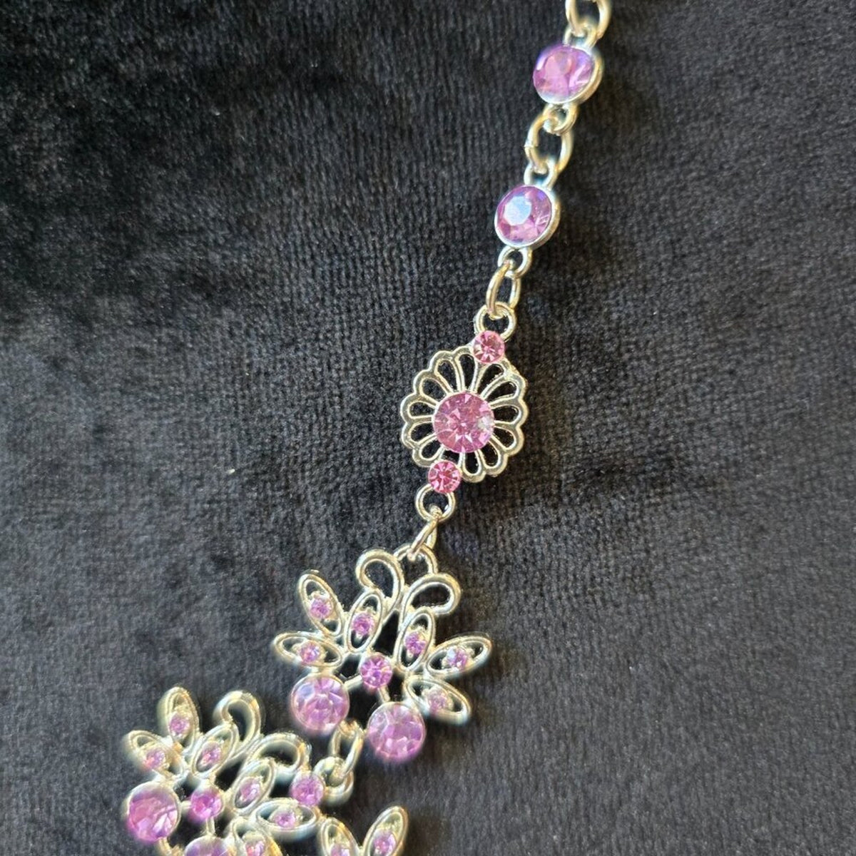 Womens Light Purple Gemstone Water Drop Necklace Jewelry with Lobster Clasp