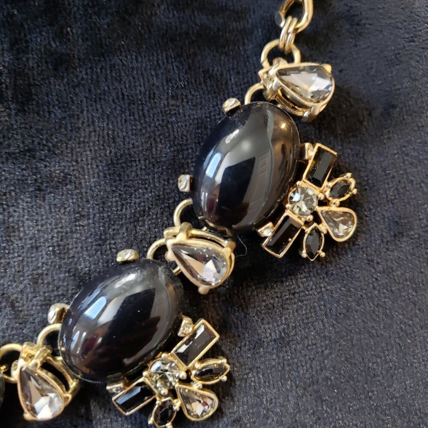 Womens Fashion Black Rhinestone Statement Necklace Jewelry with Lobster Clasp