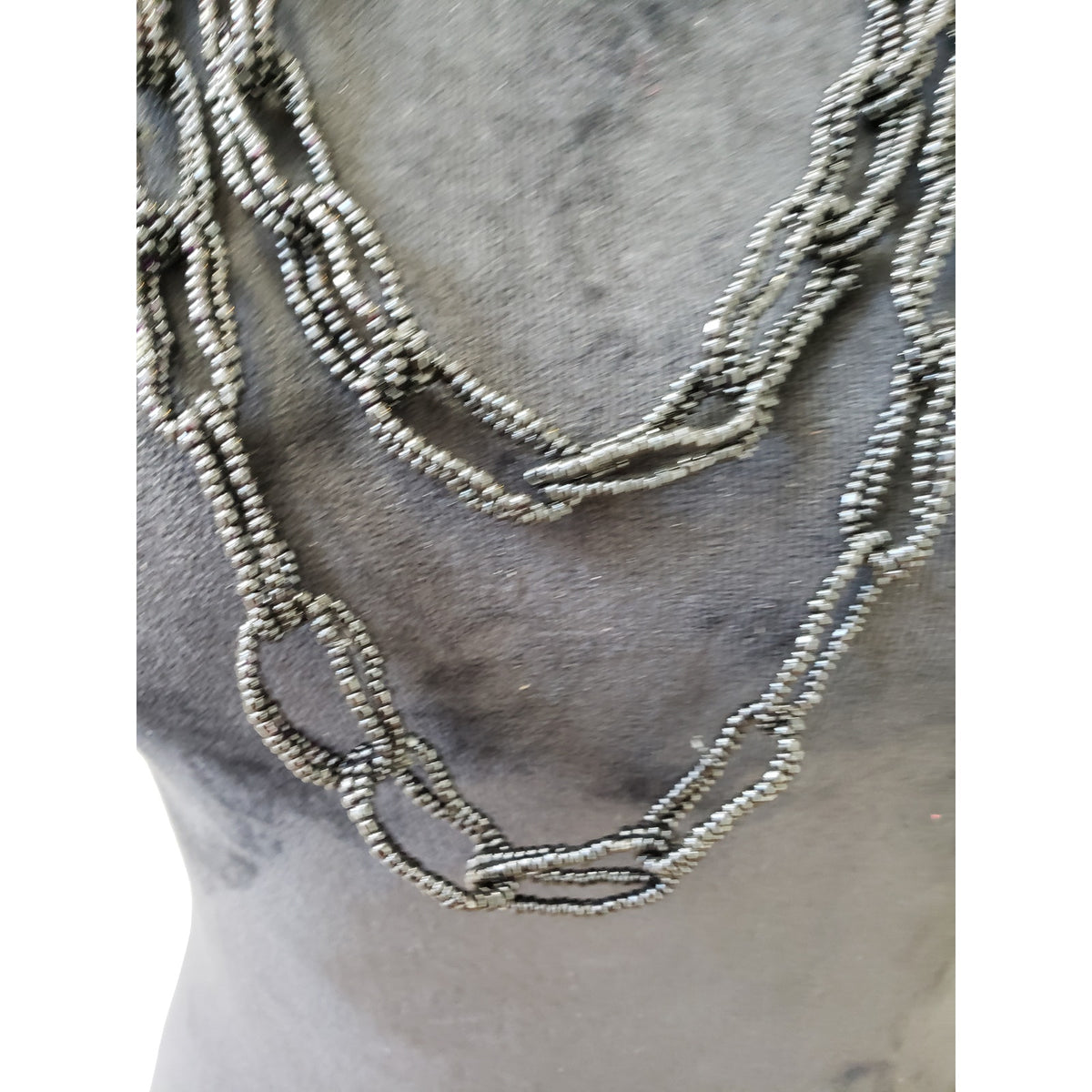 Women Fashion 2 Strand Black Seed Bead Chain Necklace Jewelry with Lobster Clasp