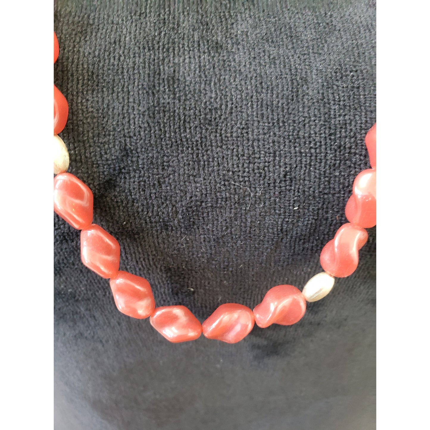 Womens Fashion Coral Oblong Lucite Beads Long Necklace Jewelry w/ Barrel Clasp