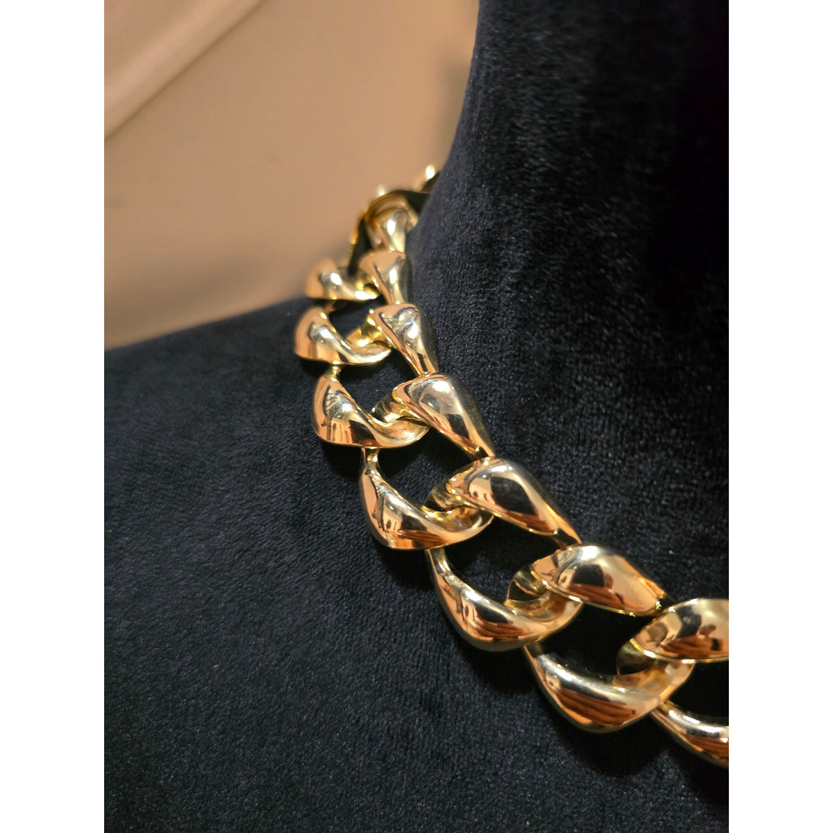 Chunky Gold Tone Chain Necklace Bold Statement Link Fashion Jewelry Women