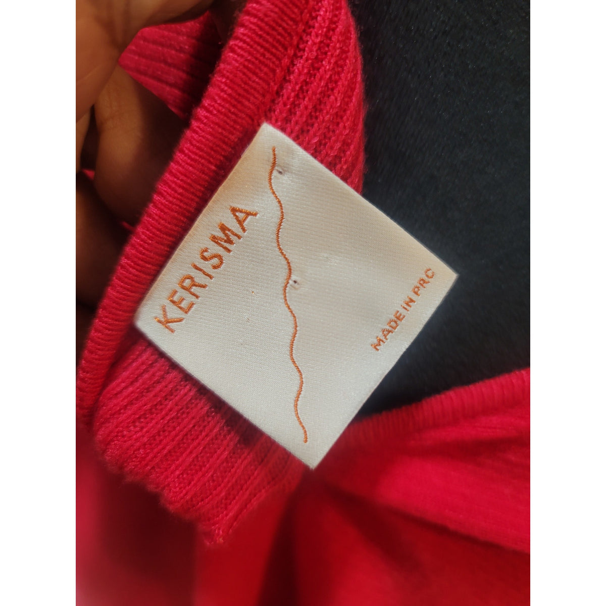 Kerisma Gwyneth Sweater Women SZ S/M Red Ribbed Deep V-Neck Batwing Sleeve