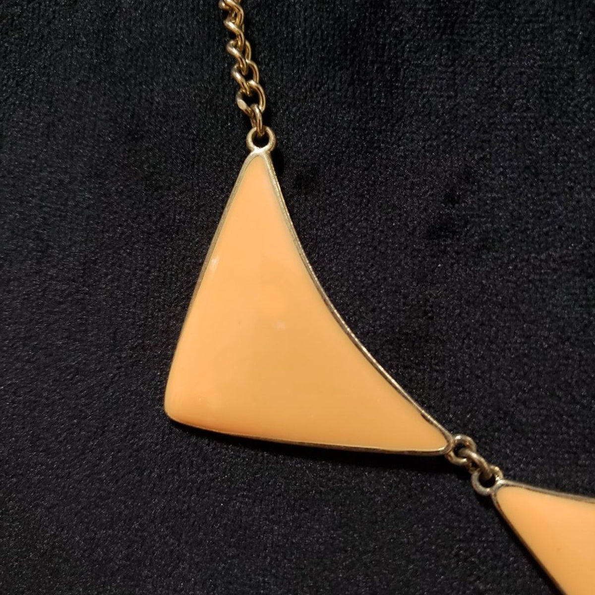 Womens Fashion Gold Tone Yellow Enamel Triangle Statement Necklace with Lobster