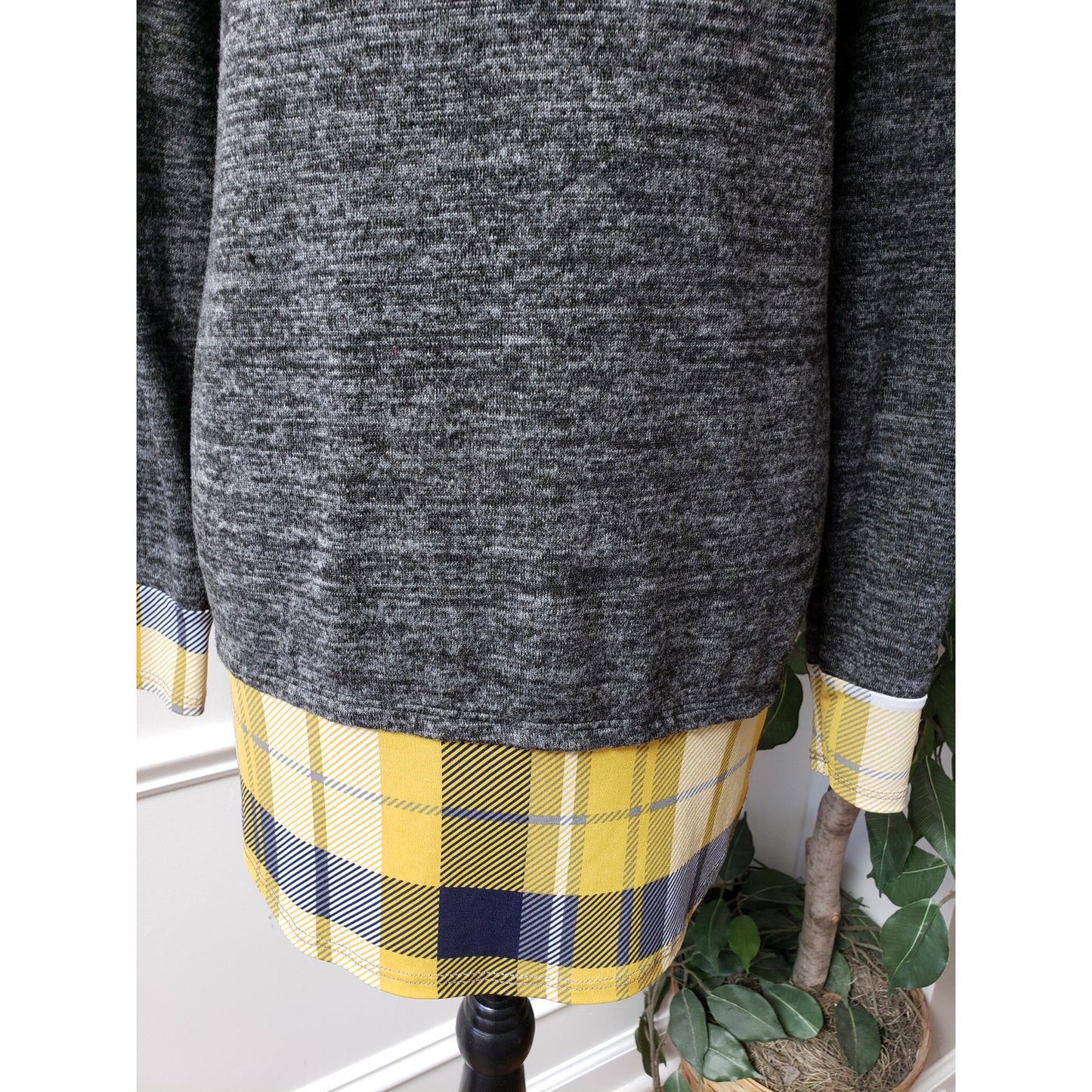 Egy Twofer Sweater Women's Medium Gray Trim Tatran Drop Shoulder Pullover