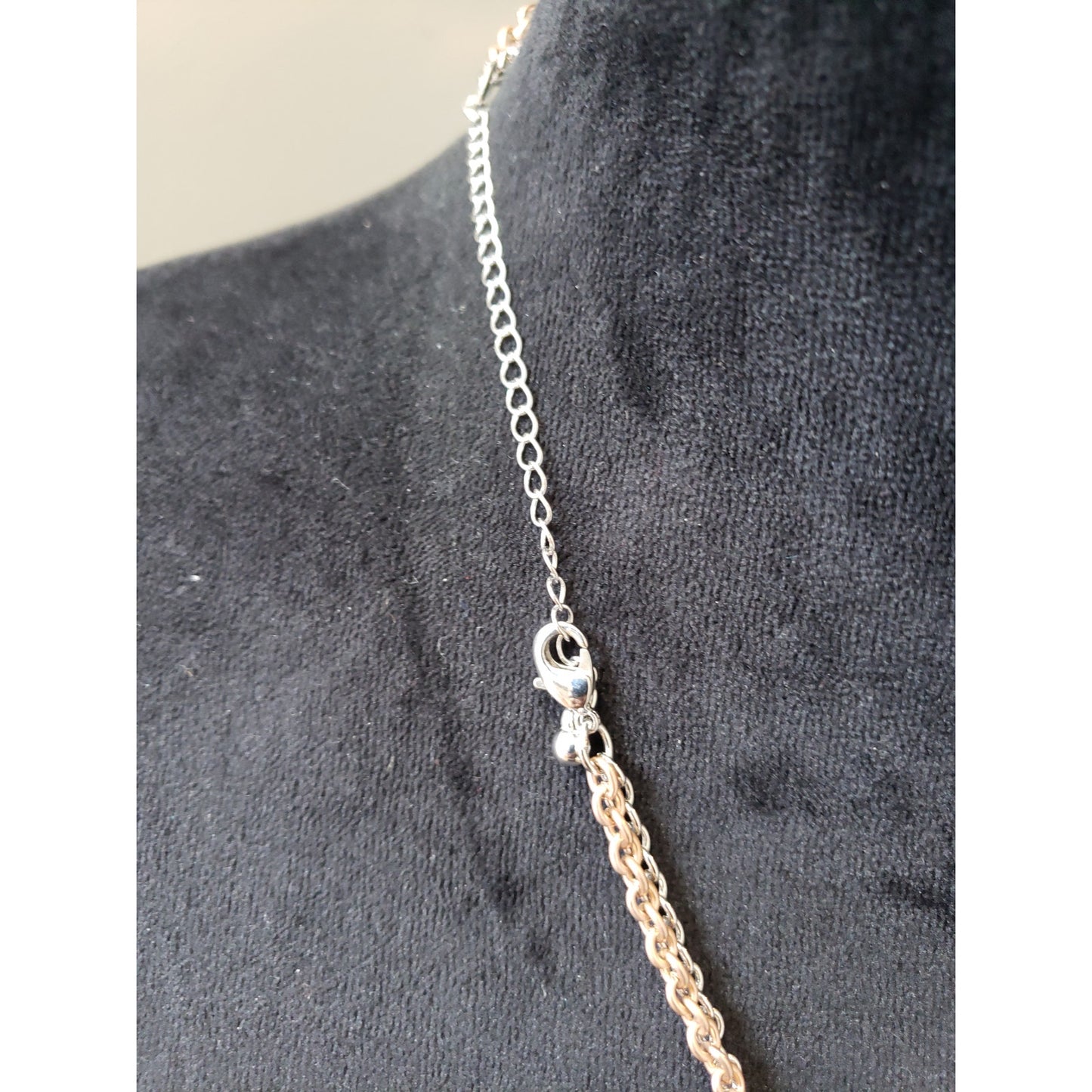 Lobster Clasp Double Chain Necklace with Druzy and Blue Faceted Beads