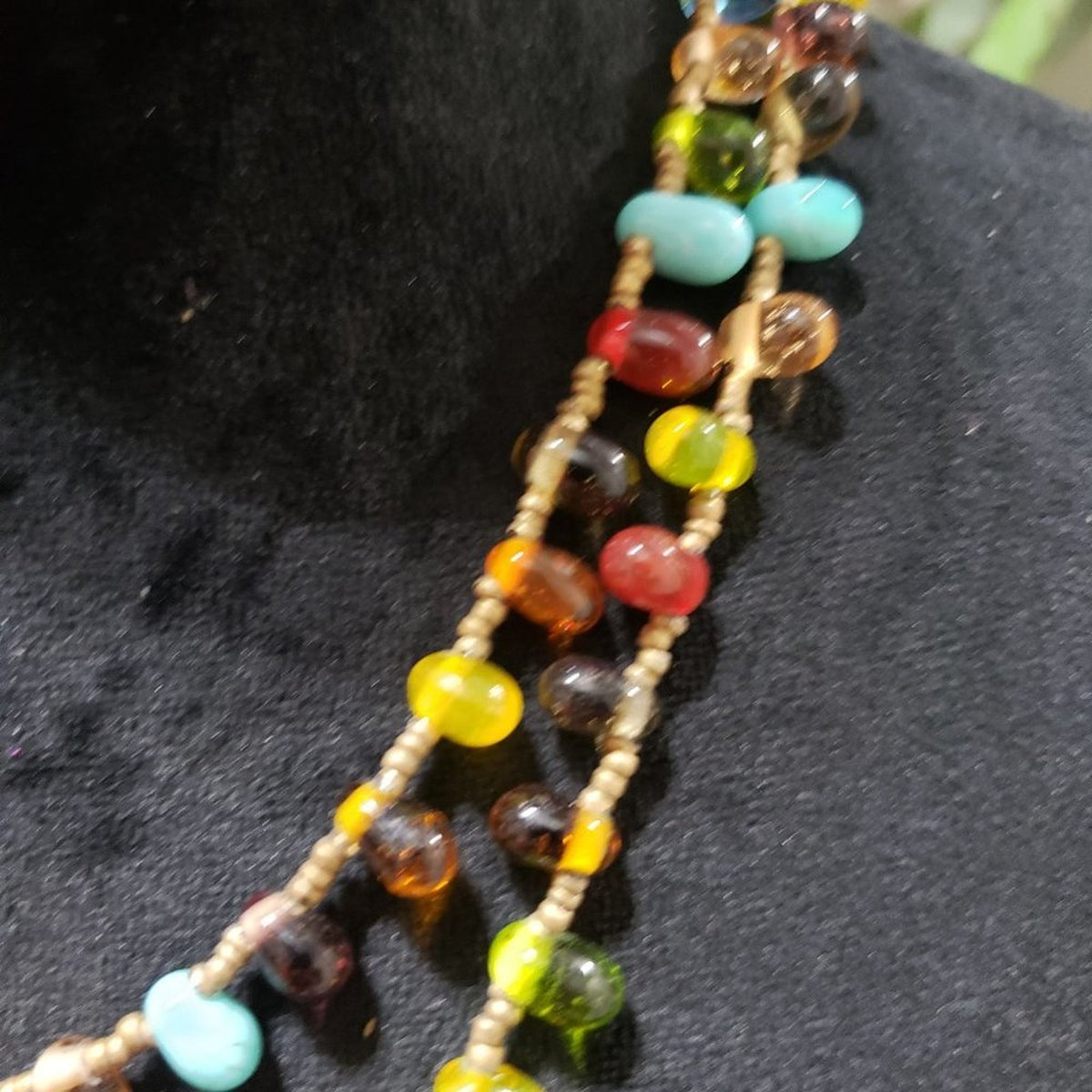Womens Fashion Double Strand Multicolor Boho Style Beaded Elegant Necklace
