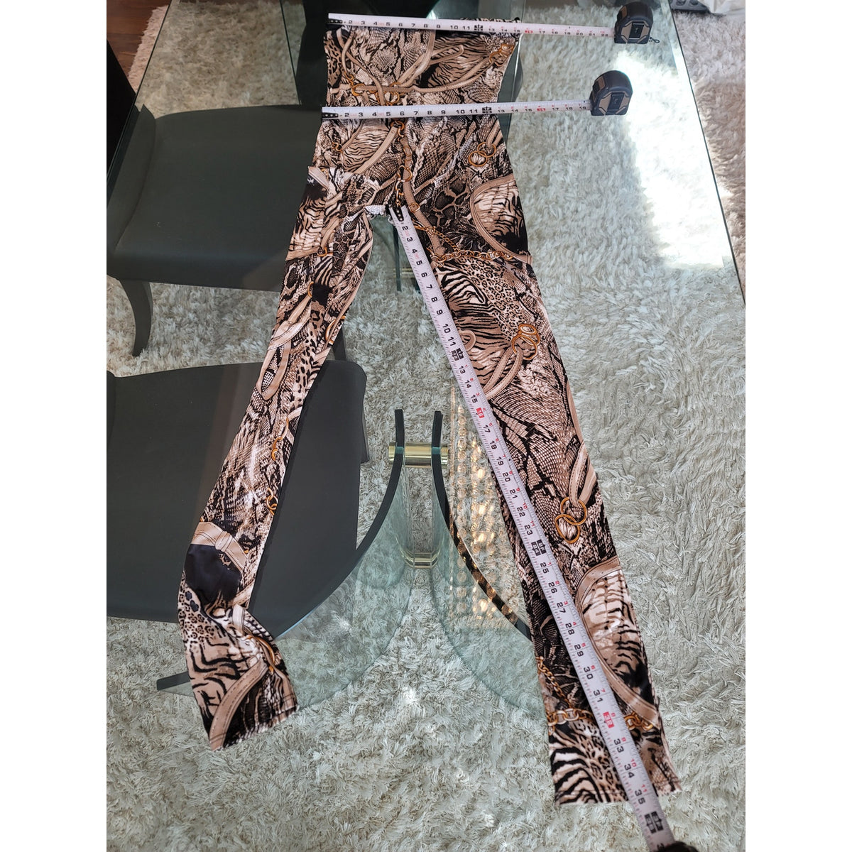 Belita Collection Snake Print Chain Design Jumpsuit Women's Large Multicolor