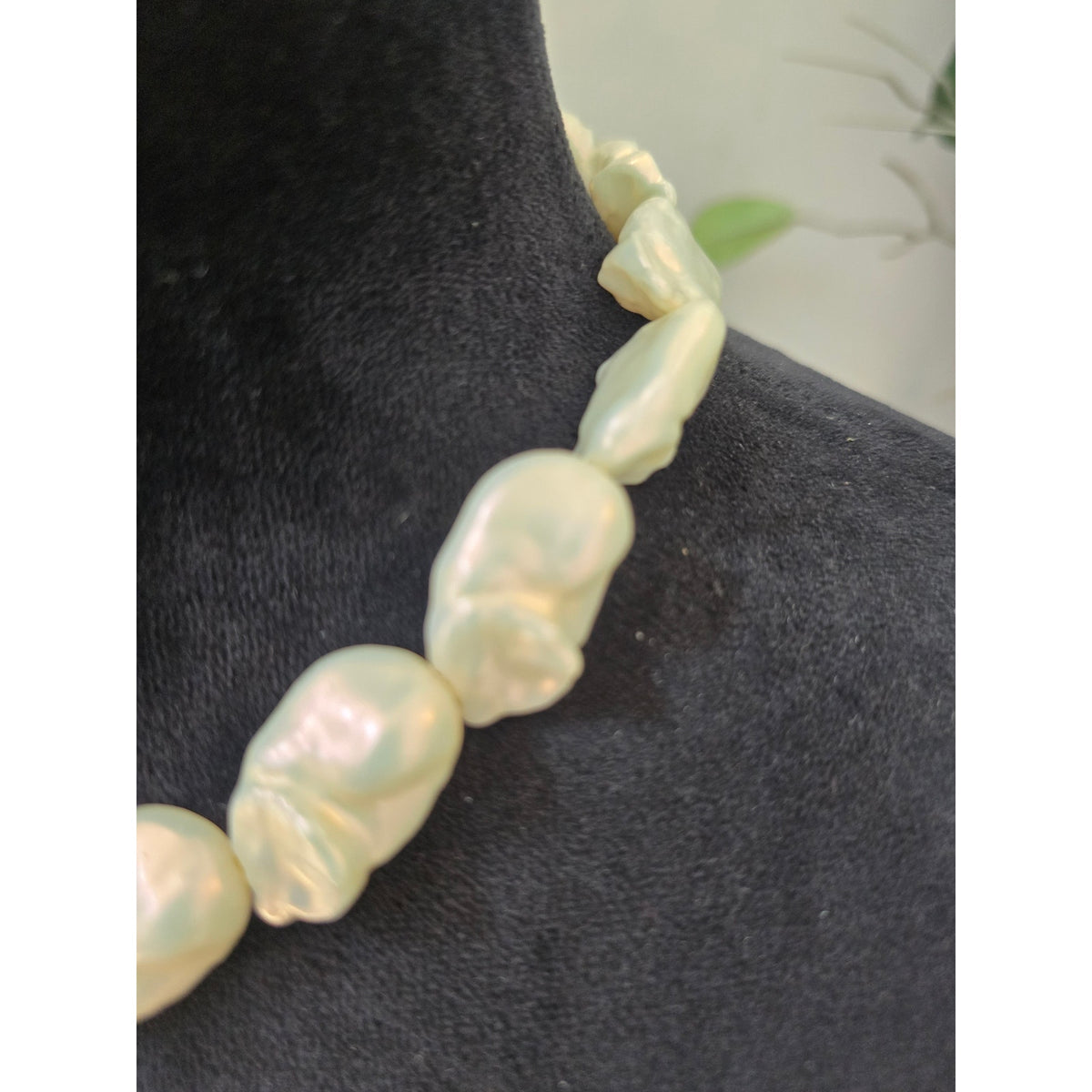 Cream Chunky Lightweight Beaded Statement Necklace Organic Style