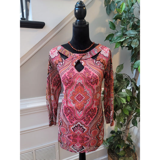 International Concepts I.N.C Blouse Women's Size X-Large Pink Coral 100% Rayon