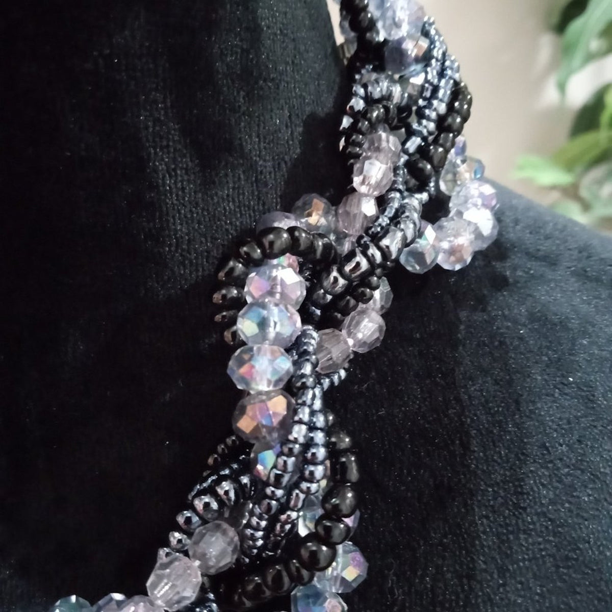 Womens Fashion Multi Strand Art Floral Beaded Choker Necklace with Lobster Clasp