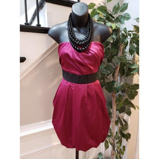 Theme Womens Pink Strapless Belted Off The Shoulder Knee Length Dress Size Small