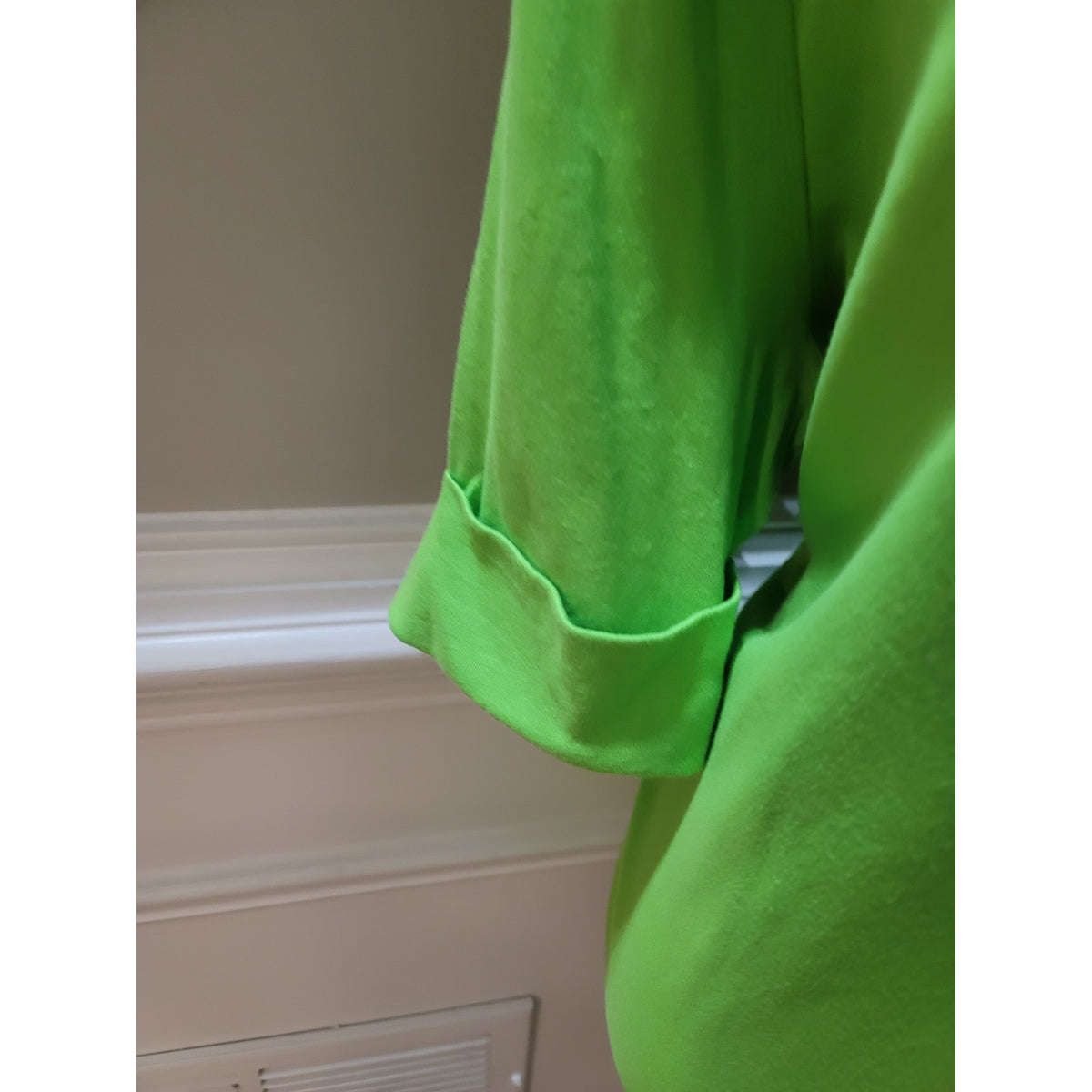 Lauren Ralph Lauren Blouse Top Womens SZ 1X Lime Green Shoulder Zipper Boat Neck