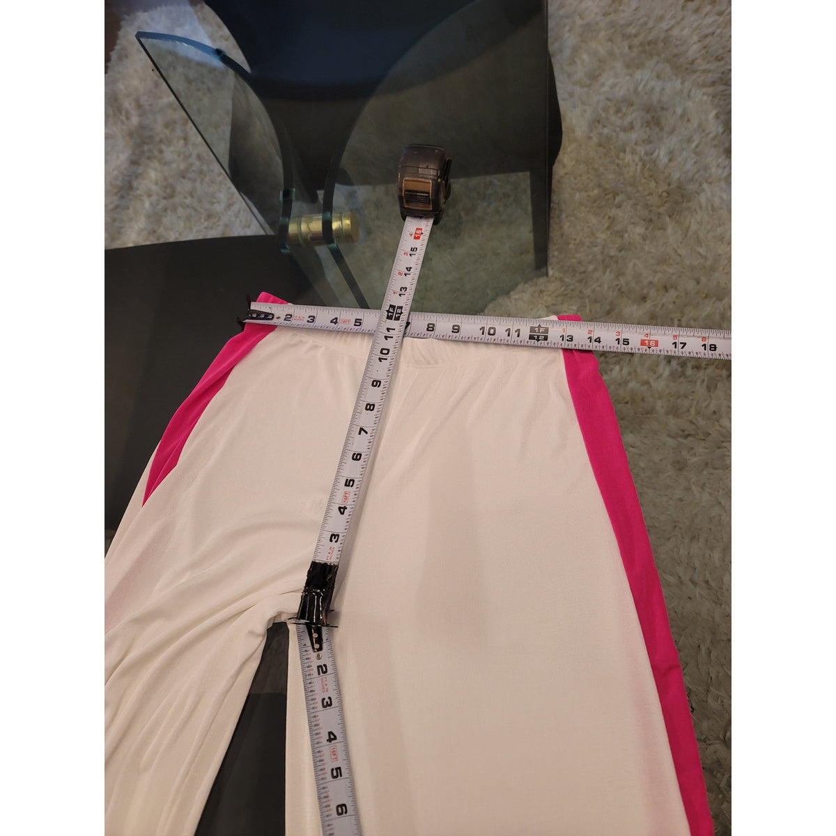 Itzy Cardigan Set Women's Large White/Pink Colorblock Open Front Drop Shoulder