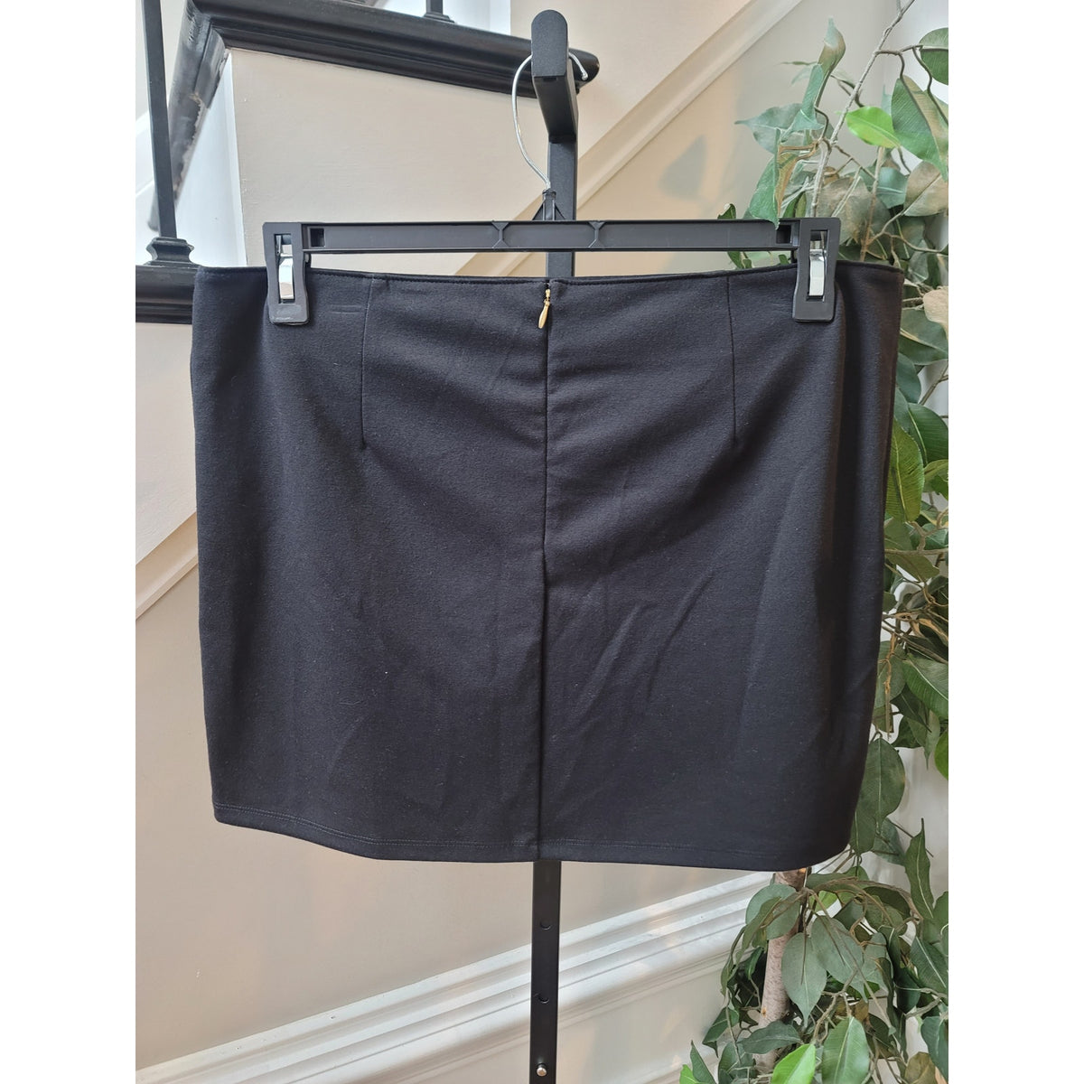 Thalia Sodi Mini Skirt Women's Large Deep Black Rhinestone Lined Back Zipper